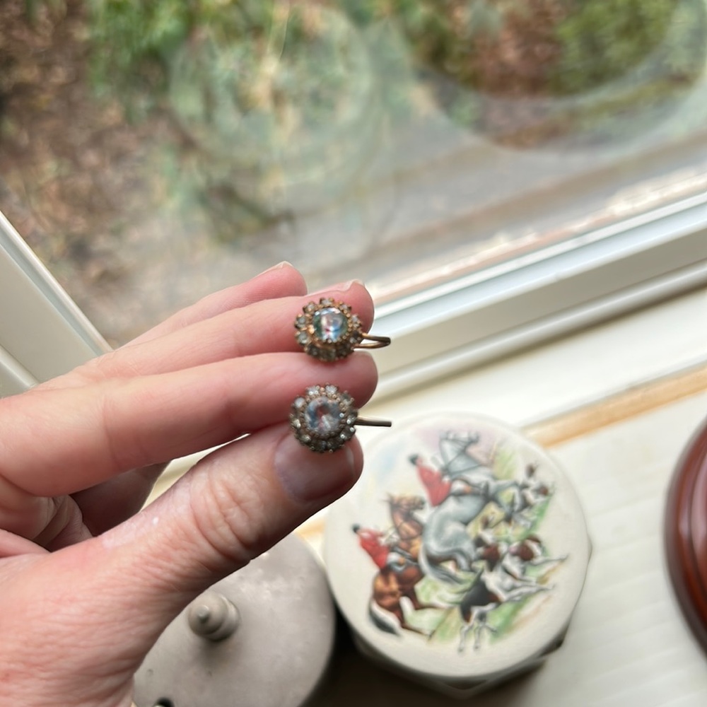 Vintage Czech Glass Screwback Earrings.
